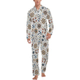 Cute nautical steering wheel anchor pattern Men's Long Pajama Set