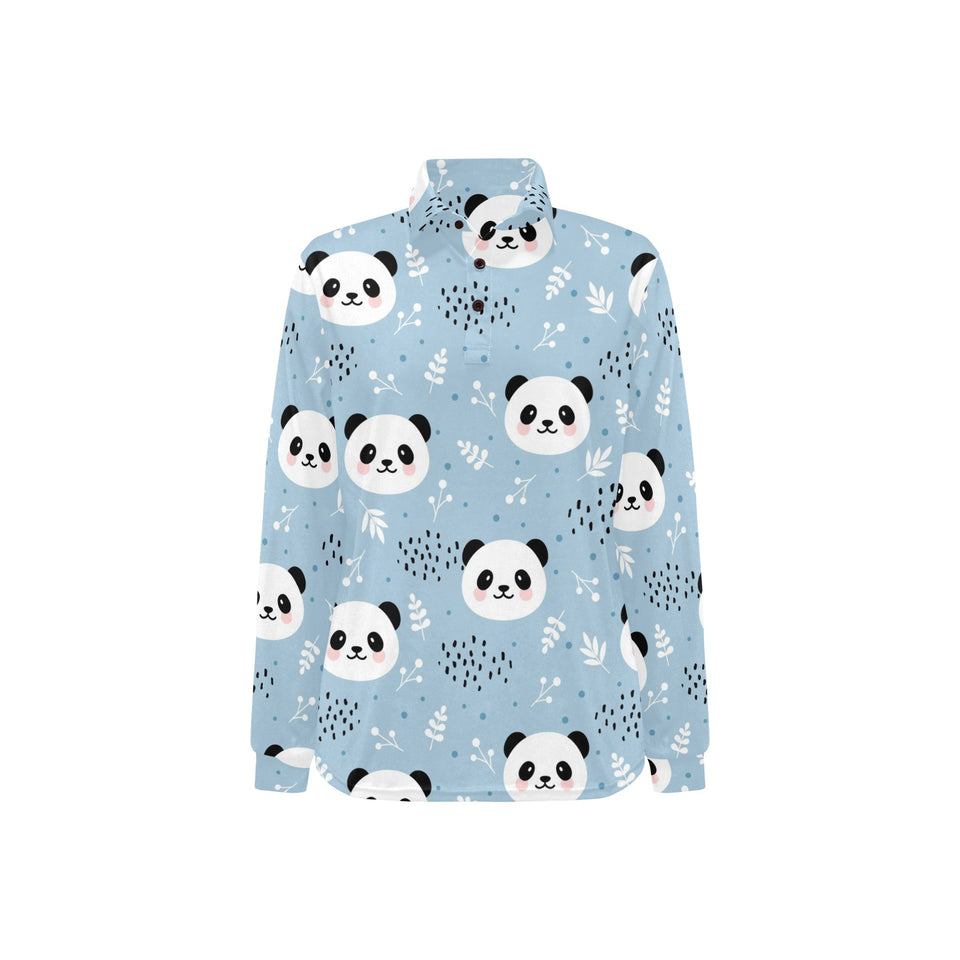 Cute panda pattern Women's Long Sleeve Polo Shirt