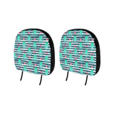 Cute octopuses heart striped background Car Headrest Cover