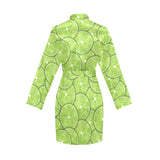 Slices of Lime pattern Women's Long Sleeve Belted Night Robe