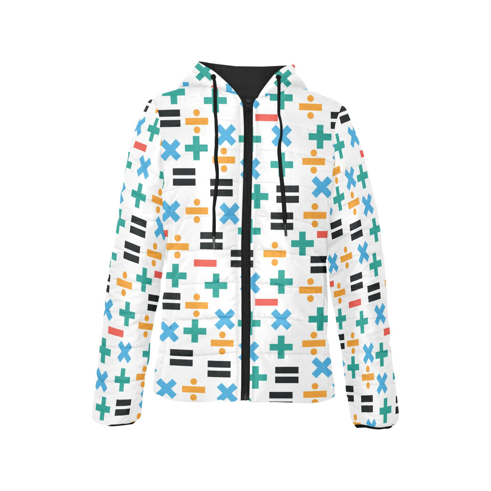 Math Pattern Print Design 05 Women's Padded Hooded Jacket