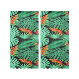 heliconia flower palm monstera leaves black backgr Gauze Curtain