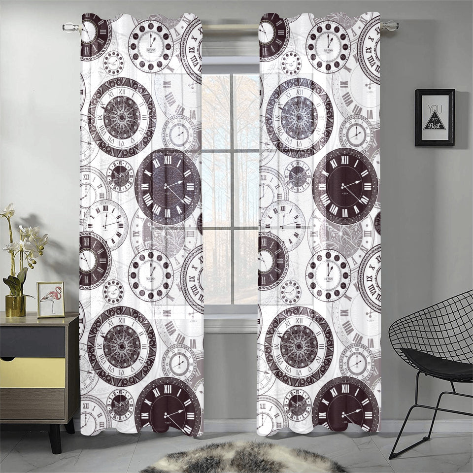 Classic vintage clock pattern Gauze Curtain