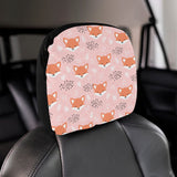 Cute fox pattern pink background Car Headrest Cover