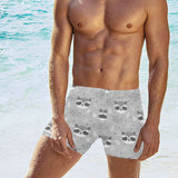 Cute raccoons leaves dot Men's Swimming Trunks