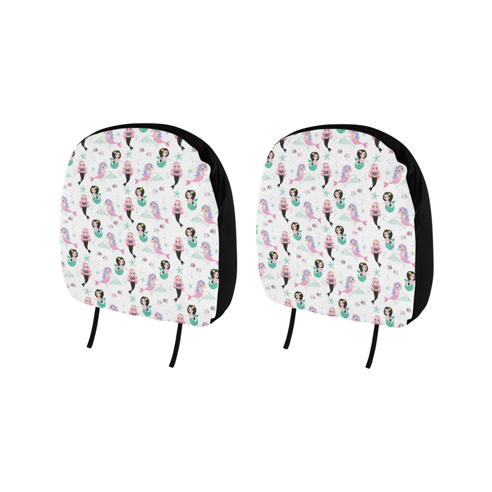 cute mermaid dolphin fish starfish pattern Car Headrest Cover