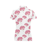 Pink lotus waterlily pattern Women's All Over Print Polo Shirt