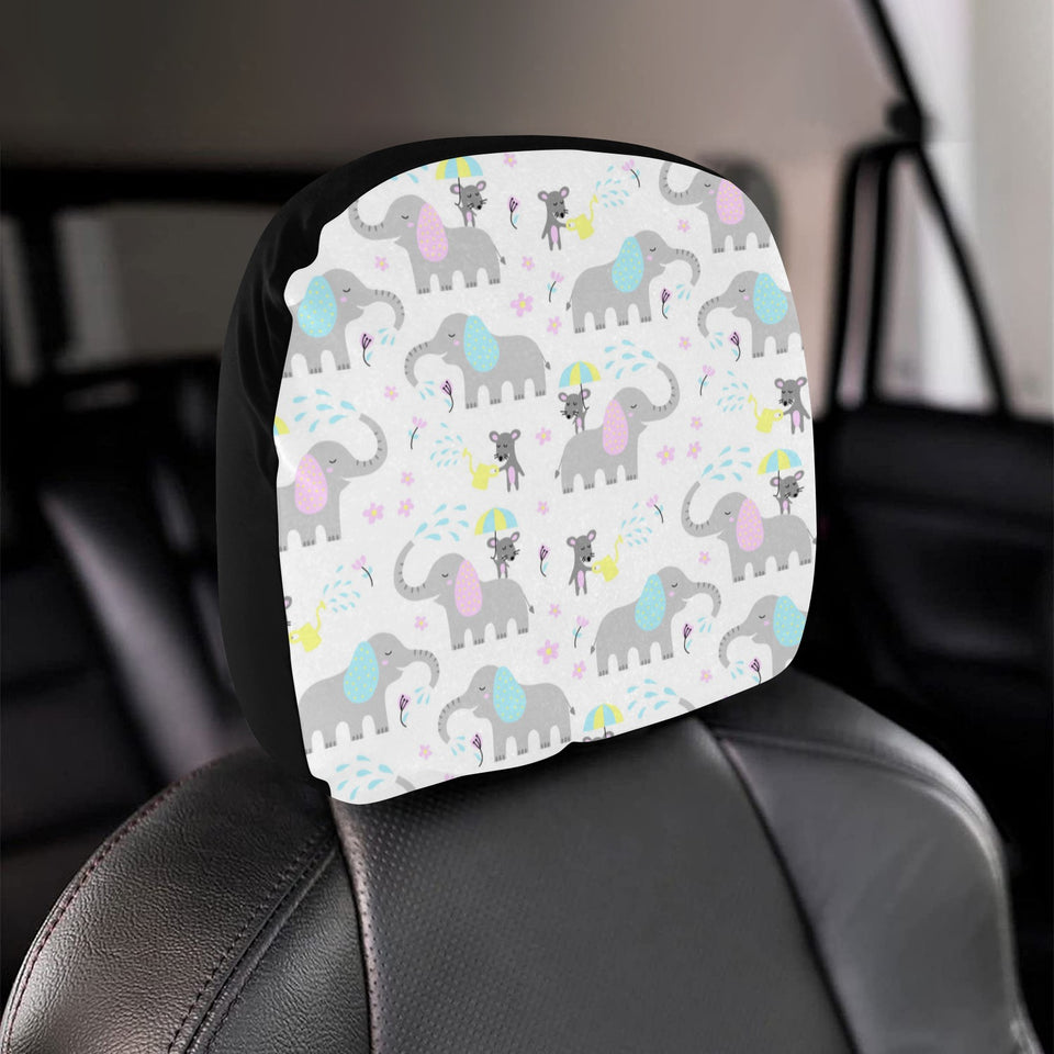 Cute elephant mouse pattern Car Headrest Cover