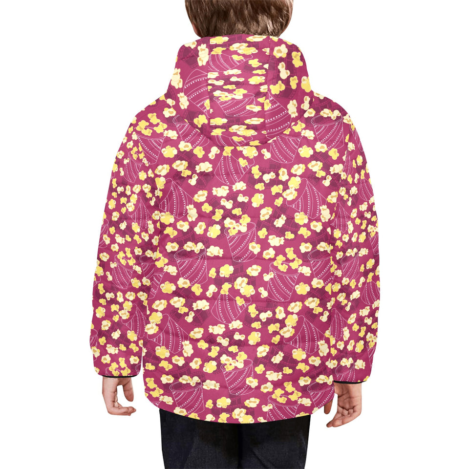 Popcorn Pattern Print Design 02 Kids' Boys' Girls' Padded Hooded Jacket