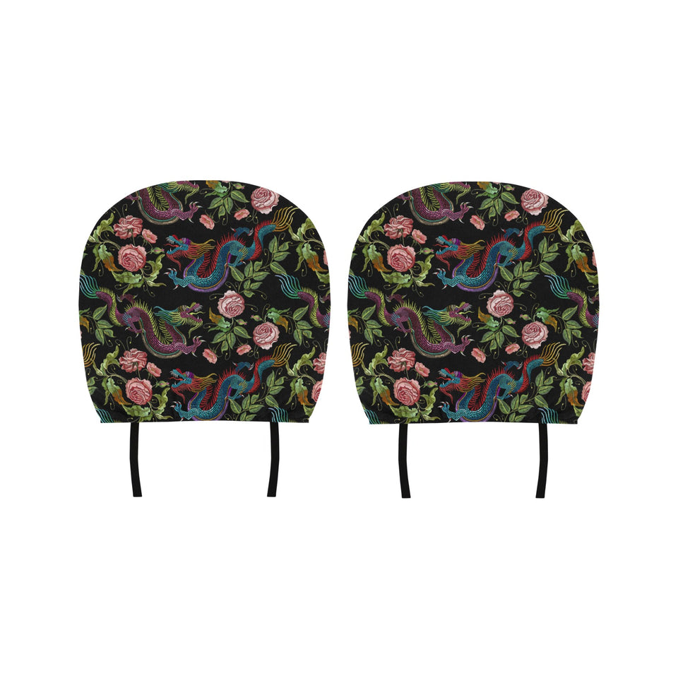 Dragons flower pattern Car Headrest Cover