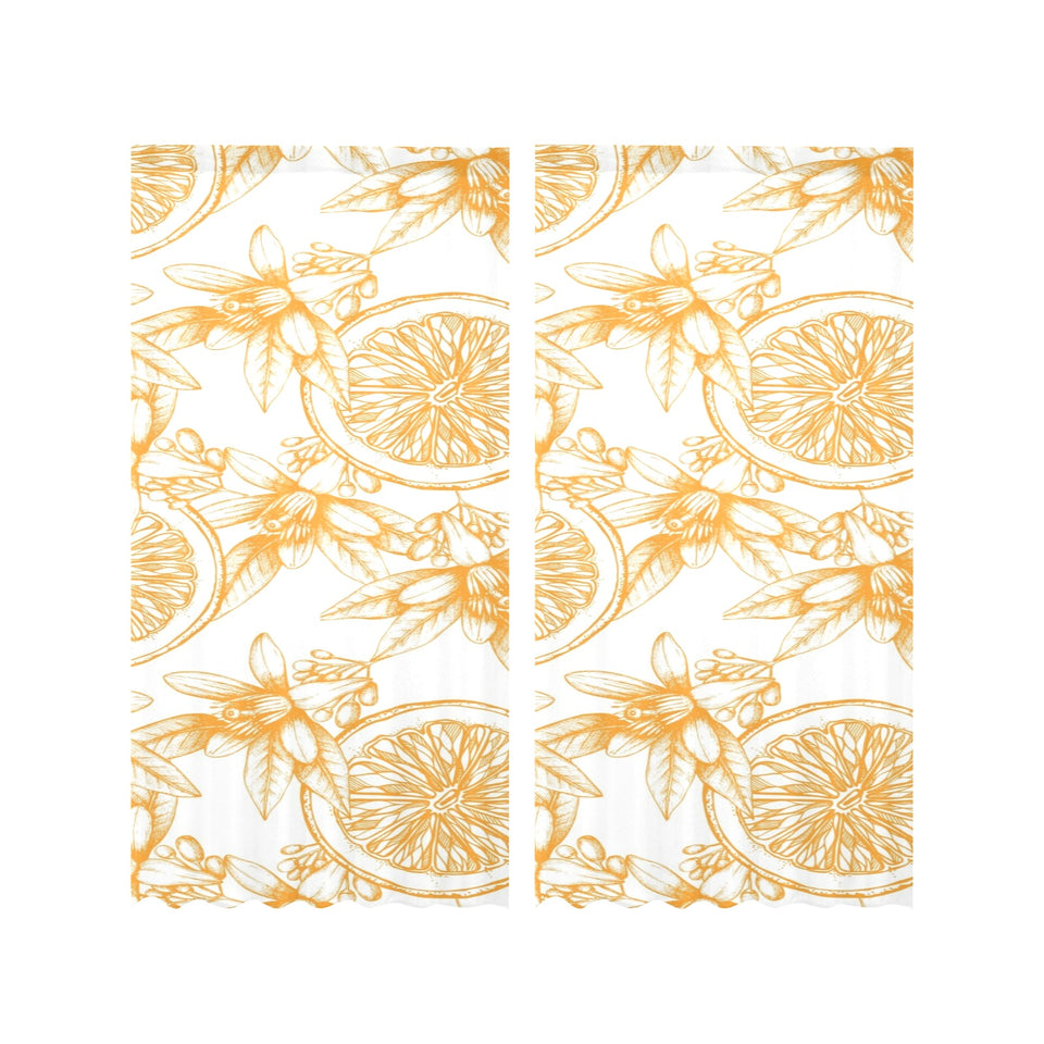 hand drawn orange fruit pattern Gauze Curtain