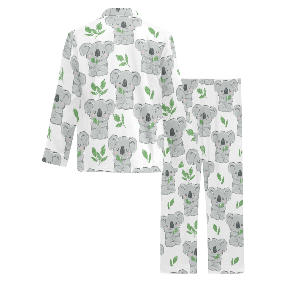 Hand drawn Koala leaves pattern Men's Long Pajama Set