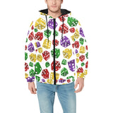 Dice Pattern Print Design 03 Men's Padded Hooded Jacket