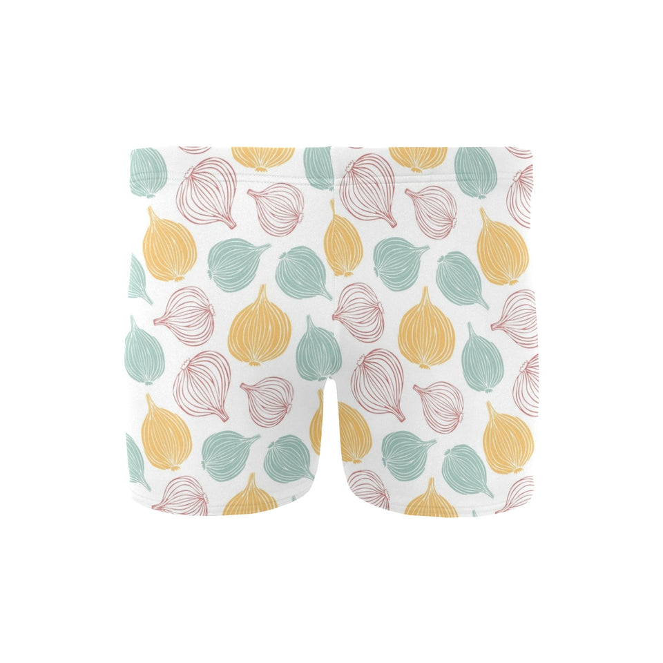 colorful onions white background Men's Swimming Trunks