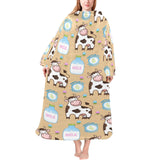 Cow bottle of milk pattern Blanket Robe with Sleeves