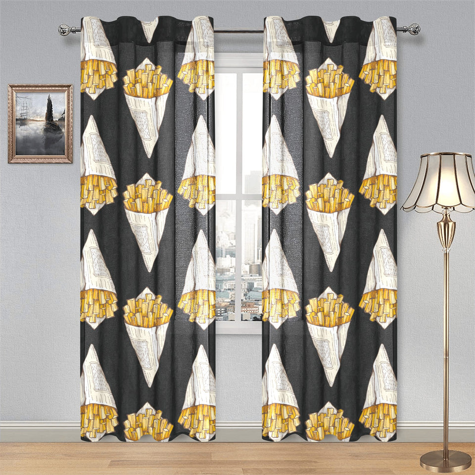 French fries dark background Gauze Curtain