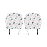 Black Gray Cream coral ginkgo leaves pattern Car Headrest Cover