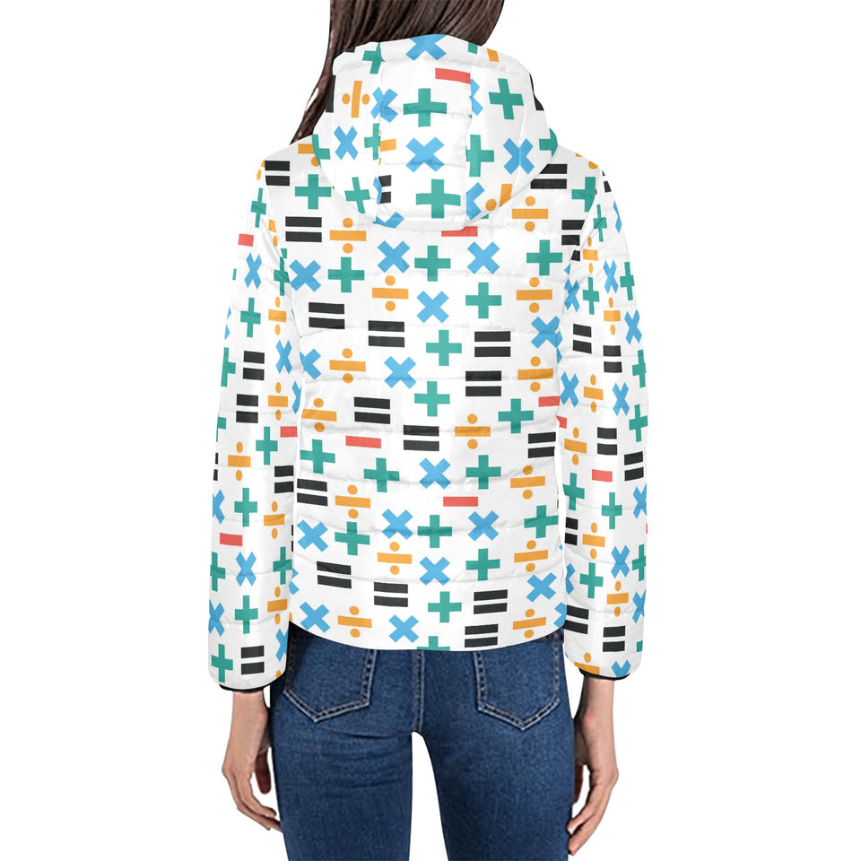 Math Pattern Print Design 05 Women's Padded Hooded Jacket