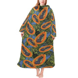 Colorful papaya tropical leaves Blanket Robe with Sleeves