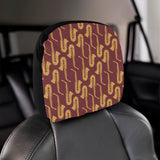 Hand drawn gold saxophone red background Car Headrest Cover