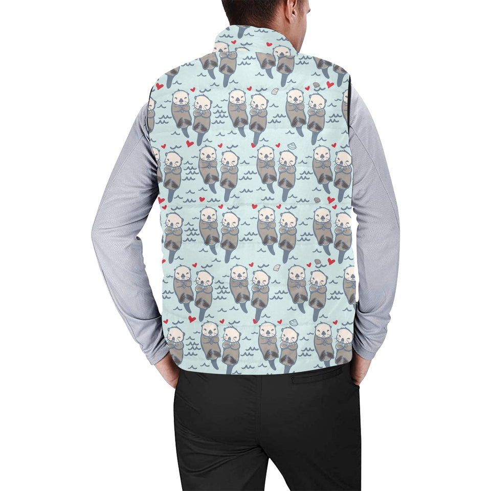 Lovely Sea Otter Pattern Men's Padded Vest