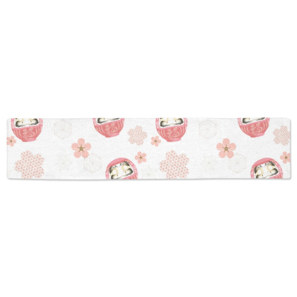 Daruma japanese wooden doll cherry blossom flower Table Runner