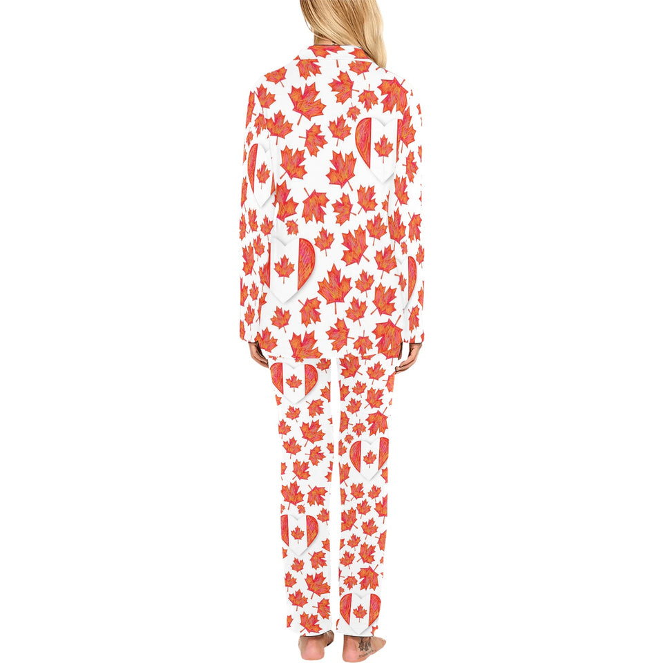 Canada Pattern Print Design 02 Women's Long Pajama Set