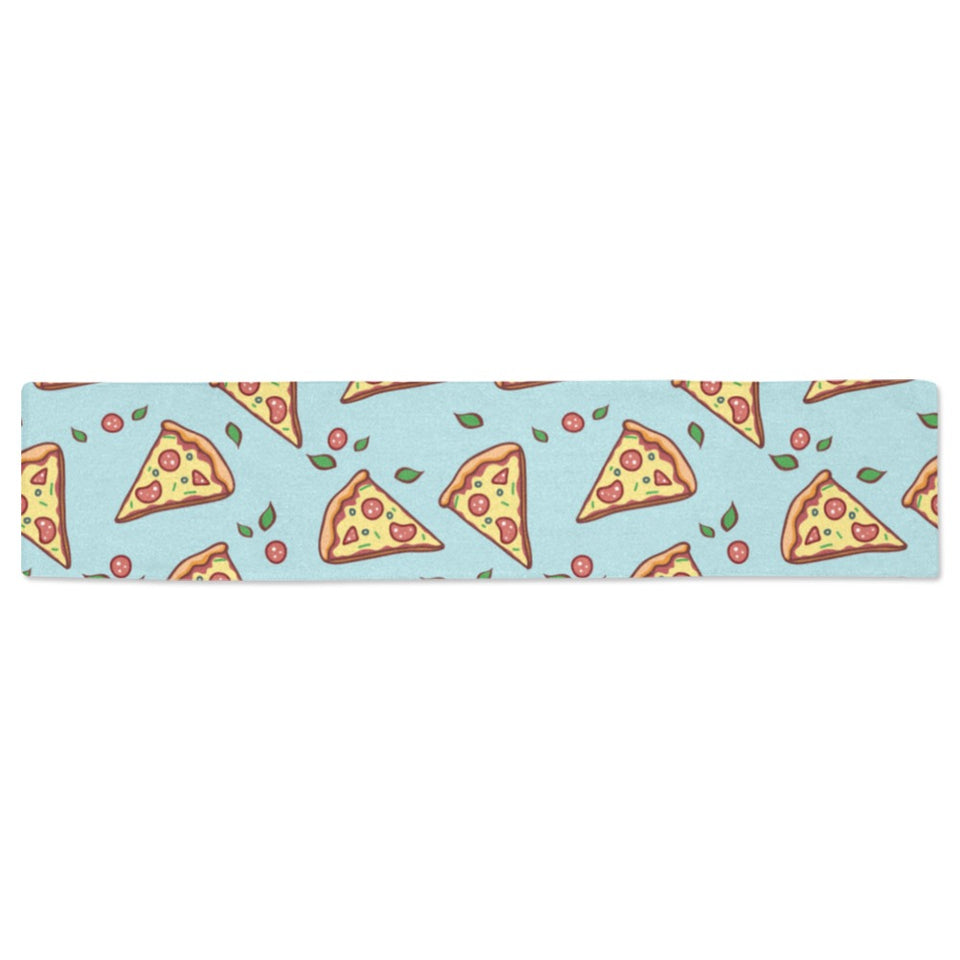 Hand drawn pizza blue background Table Runner