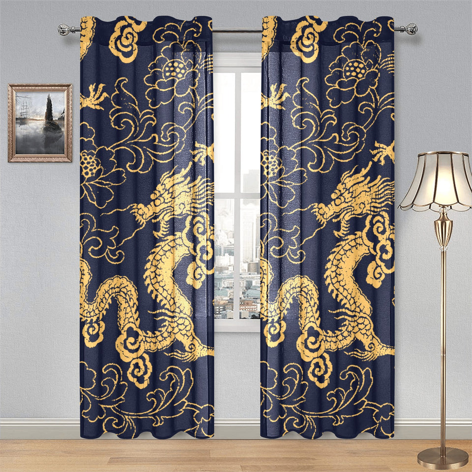 Gold dragon pattern Gauze Curtain
