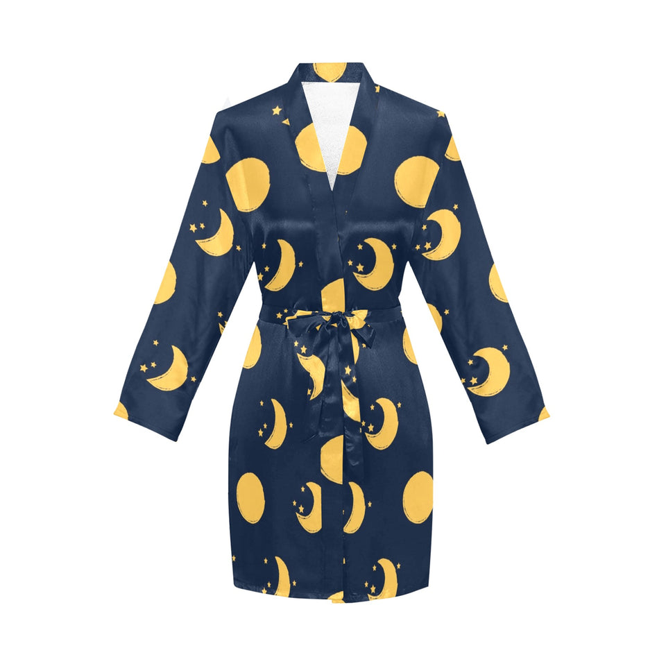 Moon star pattern Women's Long Sleeve Belted Night Robe