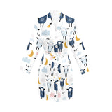 Cute sleeping sheep moon cloud pattern Women's Long Sleeve Belted Night Robe