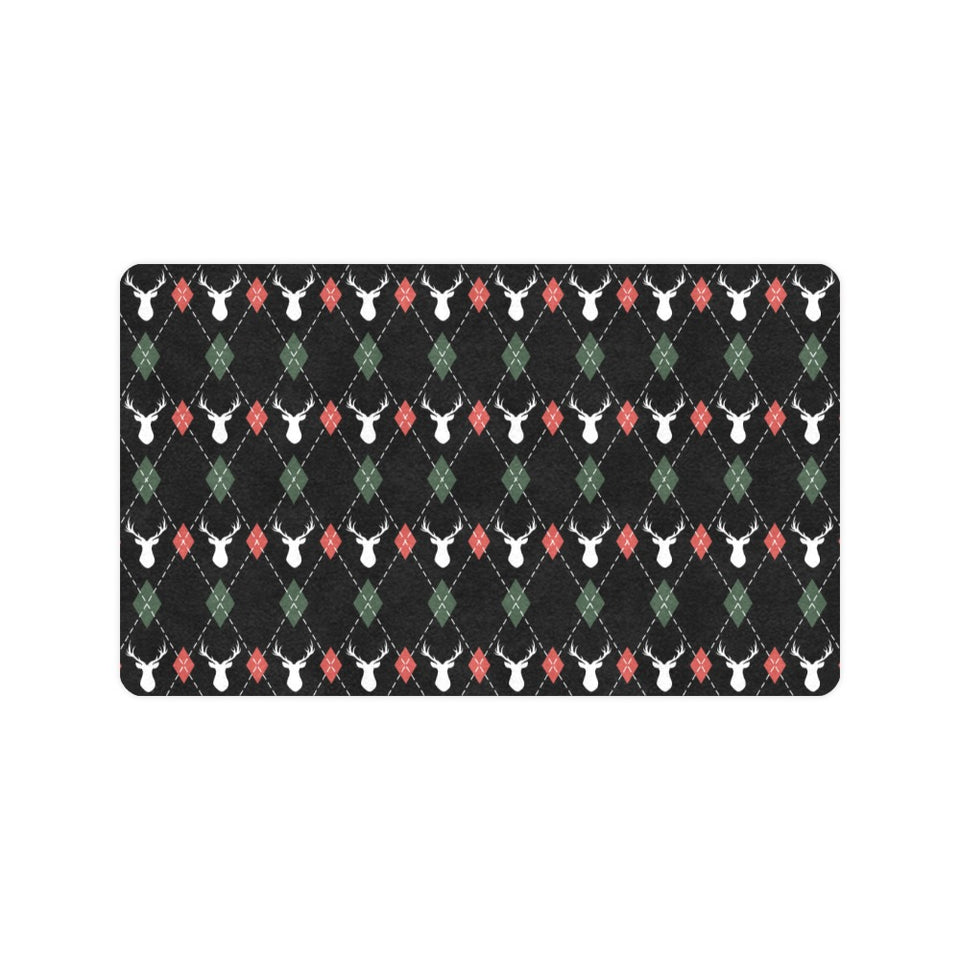 Deer Christmas new year pattern argyle Doormat
