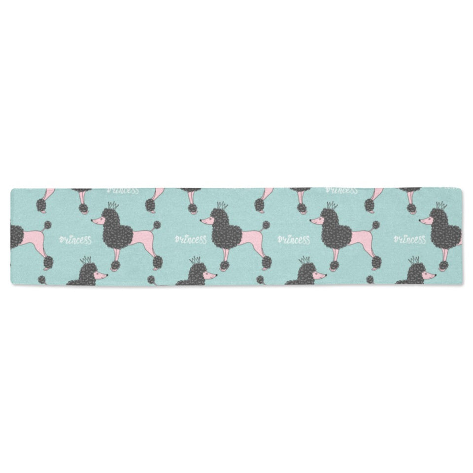poodle dog green background Table Runner