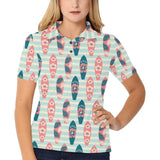 Surfboard Pattern Print Design 02 Women's All Over Print Polo Shirt