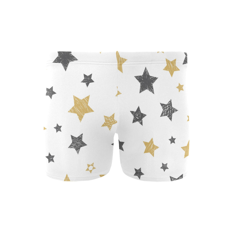 hand drawn gold black star pattern Men's Swimming Trunks