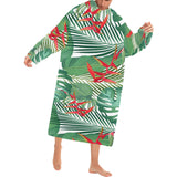 heliconia palm and monstera leaves pattern Blanket Robe with Sleeves