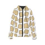 Bread Toast Pattern Print Design 03 Women's Padded Hooded Jacket