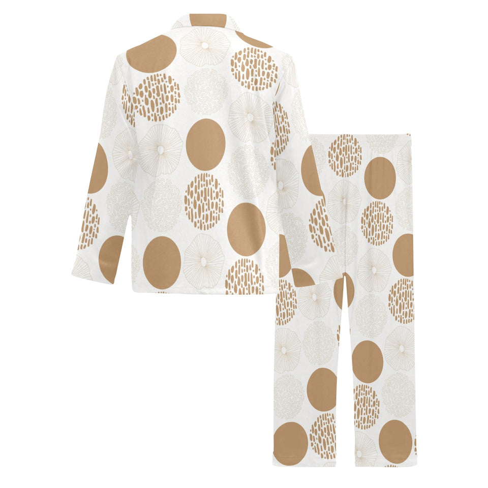 Gold Texture mushroom pattern Men's Long Pajama Set