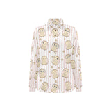 cute owl leaf Women's Long Sleeve Polo Shirt