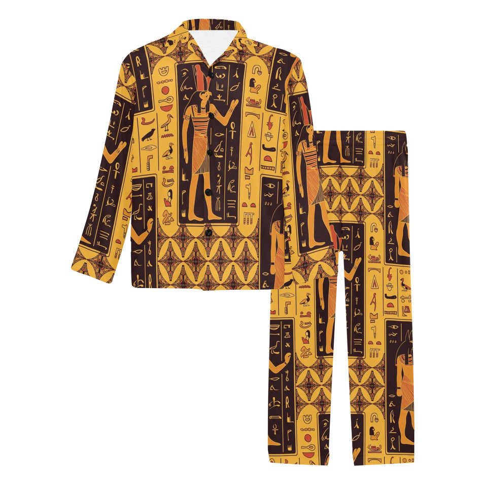 Egypt Hieroglyphics Pattern Print Design 05 Men's Long Pajama Set