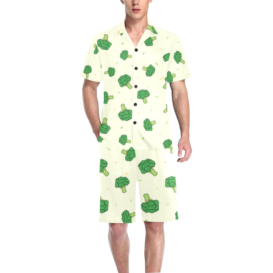 Broccoli pattern Men's V-Neck Short Pajama Set
