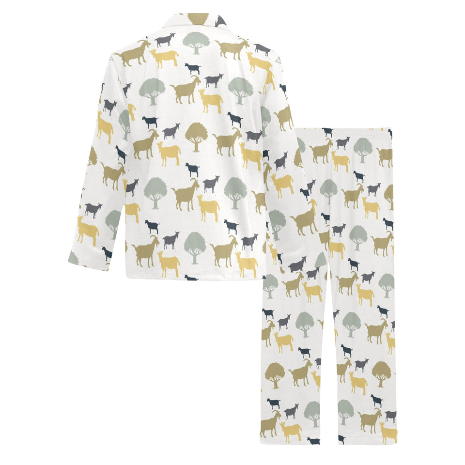 Silhouettes of goat and tree pattern Men's Long Pajama Set