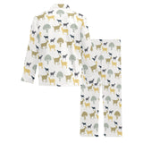 Silhouettes of goat and tree pattern Men's Long Pajama Set