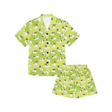 Jack Russel Pattern Print Design 01 Kids' Boys' Girls' V-Neck Short Pajama Set