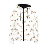 Jack Russel Pattern Print Design 04 Men's Padded Hooded Jacket