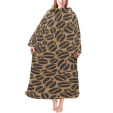 Coffee bean on brown background Blanket Robe with Sleeves
