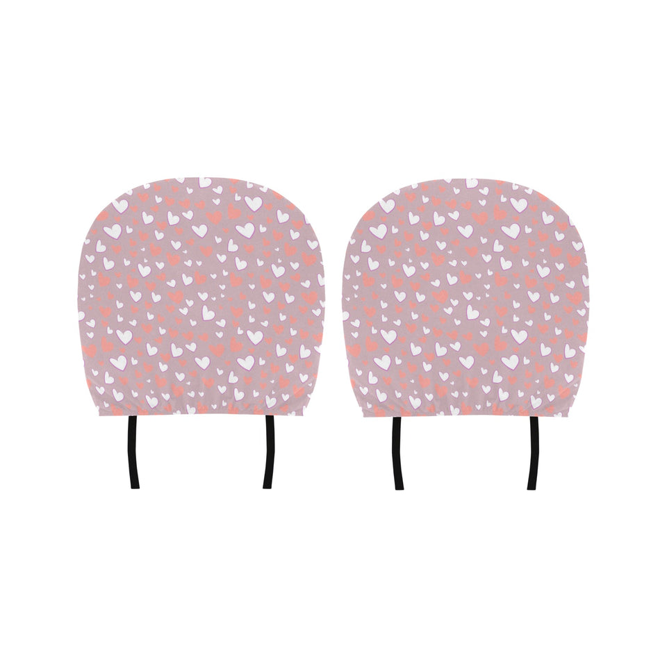 coral white heart pattern Car Headrest Cover