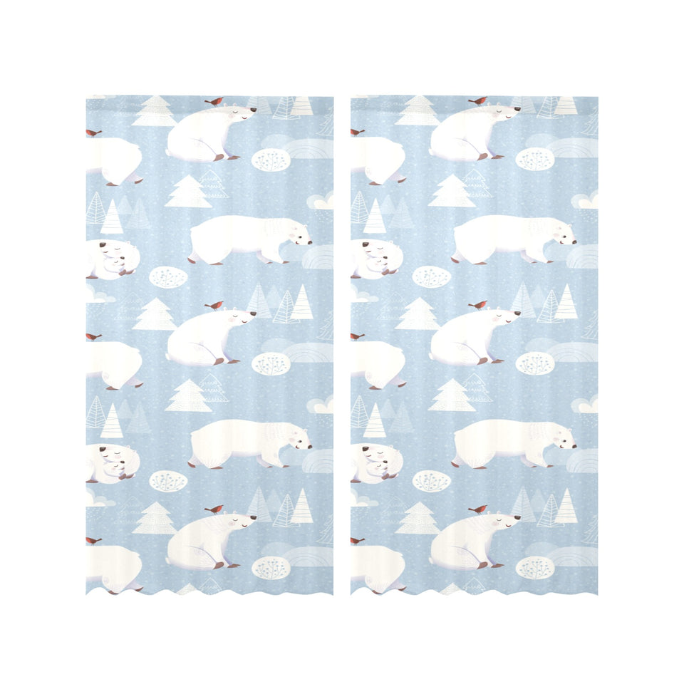 Cute polar bears Christmas decoration pattern Gauze Curtain