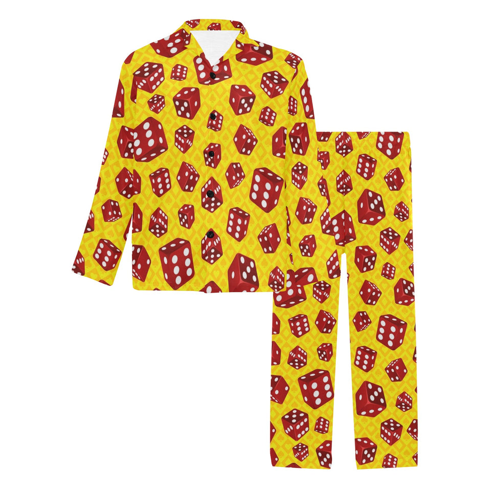 Dice Pattern Print Design 04 Men's Long Pajama Set