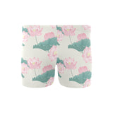 Pink lotus waterlily leaves pattern Men's Swimming Trunks